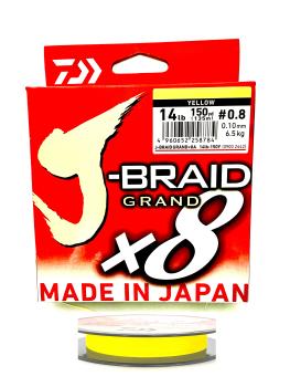 Daiwa J-Braid X8 Yellow 0,10mm 6.5kg 150m